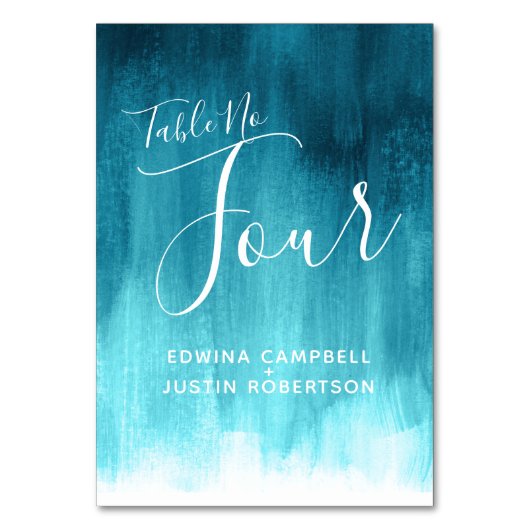 Aqua blauwgroen abstracte moderne kunstlijst numme kaart (Achterkant)