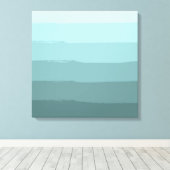 Aqua Blauwgroen Abstracte strepen Canvas Afdruk (Insitu (Houten vloer))