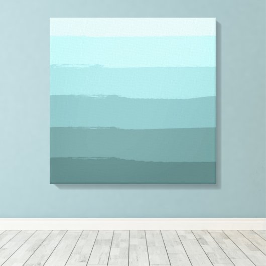 Aqua Blauwgroen Abstracte strepen Canvas Afdruk (Insitu (Houten vloer))