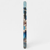 Aqua Blauwgroen Azure Blue Beige Paisley Art Patte iPhone Hoesje (Linkerkant)