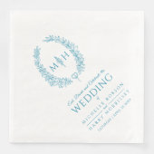 Aqua blauwgroen bladovaal huwelijk servet (Voorkant)