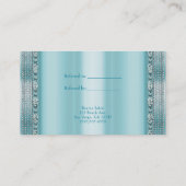Aqua Blauwgroen blauw en Silver Diamond Bling Refe Aanbevelingskaartje (Achterkant)