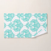 Aqua Blauwgroen Blauw en White Royal Glam Damask Bad Handdoek (Handdoek)