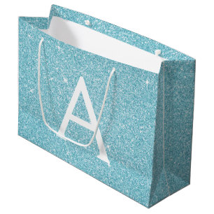 Aqua Blauwgroen blauw glitter- en spaarmonogram Groot Cadeauzakje