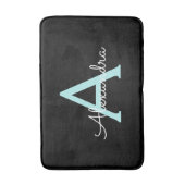 Aqua Blauwgroen Blauw Manuscript Meisjes Monogram  Badmat (Voorkant Verticaal)