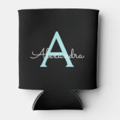 Aqua Blauwgroen Blauw Manuscript Meisjes Monogram  Blikjeskoeler (Voorkant)