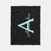 Aqua Blauwgroen Blauw Manuscript Meisjes Monogram  Fleece Deken (Voorkant)
