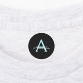 Aqua Blauwgroen Blauw Manuscript Meisjes Monogram  Labels (Aangebracht)