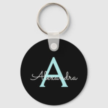 Aqua Blauwgroen Blauw Manuscript Meisjes Monogram 