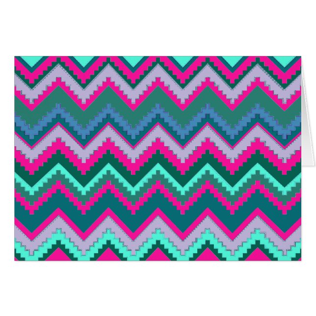  Aqua Blauwgroen Blauw Roze Tribal Chevron Zig Zag (Voorkant Horizontaal)