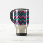 Aqua Blauwgroen Blauw Roze Tribal Chevron Zig Zag Reisbeker (Voorkant links)