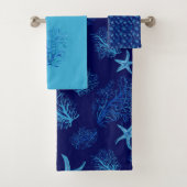 Aqua-blauwgroen blauw sterviskoraal-waterverf ontw bad handdoek (Insitu)