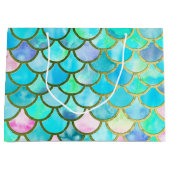 Aqua Blauwgroen blauw Waterverf Zeemeermin-schaalp Groot Cadeauzakje (Voorkant)