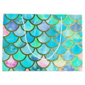 Aqua Blauwgroen blauw Waterverf Zeemeermin-schaalp Groot Cadeauzakje (Achterkant)