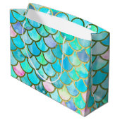 Aqua Blauwgroen blauw Waterverf Zeemeermin-schaalp Groot Cadeauzakje (Achterkant Gekanteld)