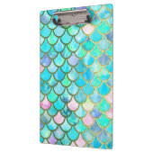 Aqua Blauwgroen blauw Waterverf Zeemeermin-schaalp Klembord (Links)