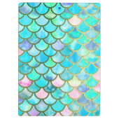 Aqua Blauwgroen blauw Waterverf Zeemeermin-schaalp Klembord (Achterkant)