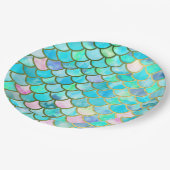 Aqua Blauwgroen blauw Waterverf Zeemeermin-schaalp Papieren Bordje (Gekanteld)