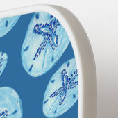 Aqua-blauwgroen blauw zand-dollar waterverf-douane pickleball paddle (Links Detail)