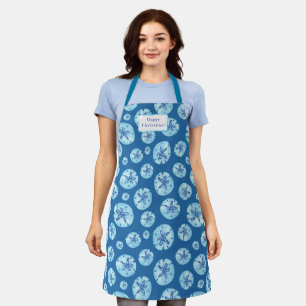 Aqua-blauwgroen blauw zand-dollar waterverf-douane schort