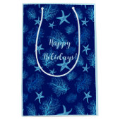 Aqua-blauwgroen blauw zetmeel-koraal-w, aangepast medium cadeauzakje (Voorkant)