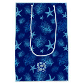 Aqua-blauwgroen blauw zetmeel-koraal-w, aangepast medium cadeauzakje (Achterkant)