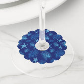 Aqua-blauwgroen blauw zetmeel-koraal-w, aangepast wijnglaslabel (Dichtbij)