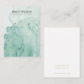  AQUA BLAUWGROEN BLAUWE GREEN AGATE MARBLE EARRING VISITEKAARTJE (Voorkant / Achterkant)