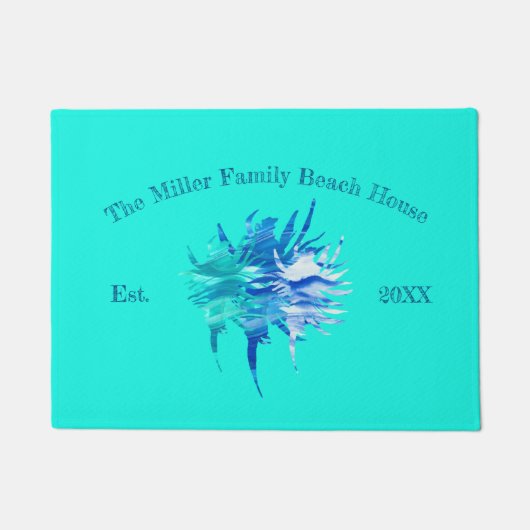 Aqua-blauwgroen blauwe kaasgolf-silhouette waterve deurmat (Voorkant)