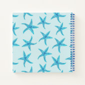 Aqua-blauwgroen blauwe waterverf van de zeester-mo notitieboek (Achterkant)