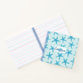 Aqua-blauwgroen blauwe waterverf van de zeester-mo notitieboek (Binnen)