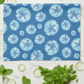 Aqua-blauwgroen blauwe zand-dollar waterverf-aange theedoek (Gevouwen)