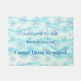 Aqua-blauwgroen blauwe zandgolven waterverf-douane deurmat