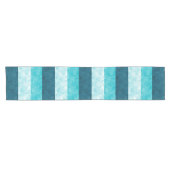 Aqua Blauwgroen blokstrepen Korte Tafelloper (Horizontaal)