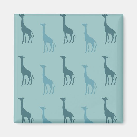 Aqua Blauwgroen Blue Animal Giraffes Magneet (Voorkant)