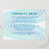 Aqua Blauwgroen Blue Gold Foil Afstuderen Aankondi Folie Uitnodiging (Achterkant)