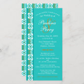 Aqua Blauwgroen Blue Kente Wedding Invitation (Voorkant / Achterkant)