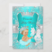 Aqua Blauwgroen Blue Princess Baby shower Blonde G Kaart (Voorkant)