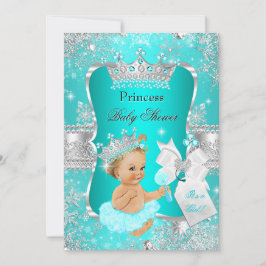 Aqua Blauwgroen Blue Princess Baby shower Blonde G Kaart