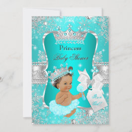 Aqua Blauwgroen Blue Princess Baby shower Brunette Kaart