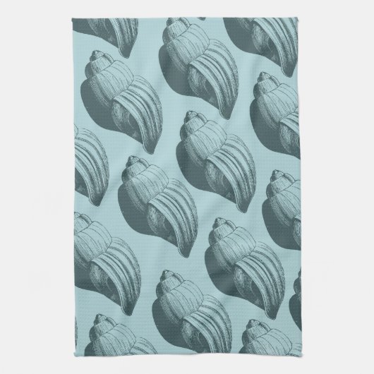 Aqua Blauwgroen Blue Sea Shells Theedoek (Verticaal)