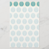 Aqua Blauwgroen Blue Shell Beach Pattern-cadeautj Briefpapier (Voorkant)