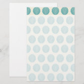  Aqua Blauwgroen Blue Shell Beach Pattern-cadeautj Briefpapier (Voorkant / Achterkant)