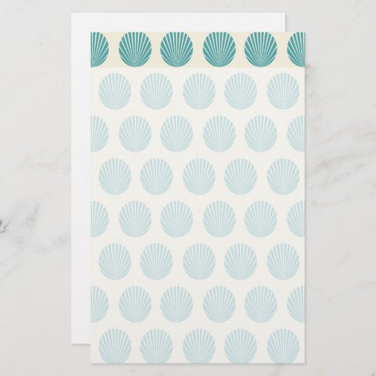  Aqua Blauwgroen Blue Shell Beach Pattern-cadeautj Briefpapier (Voorkant / Achterkant)