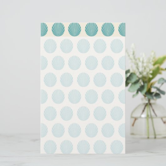  Aqua Blauwgroen Blue Shell Beach Pattern-cadeautj Briefpapier (Staand voorkant)