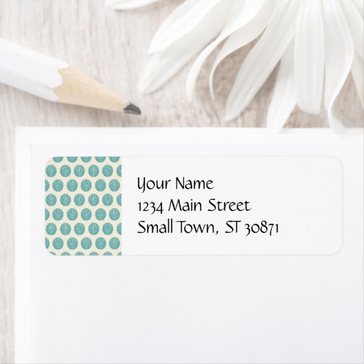  Aqua Blauwgroen Blue Shell Beach Pattern-cadeautj Etiket (Insitu)