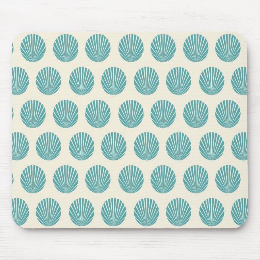 Aqua Blauwgroen Blue Shell Beach Pattern-cadeautj Muismat (Voorkant)