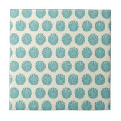 Aqua Blauwgroen Blue Shell Beach Pattern-cadeautj Tegeltje (Voorkant)