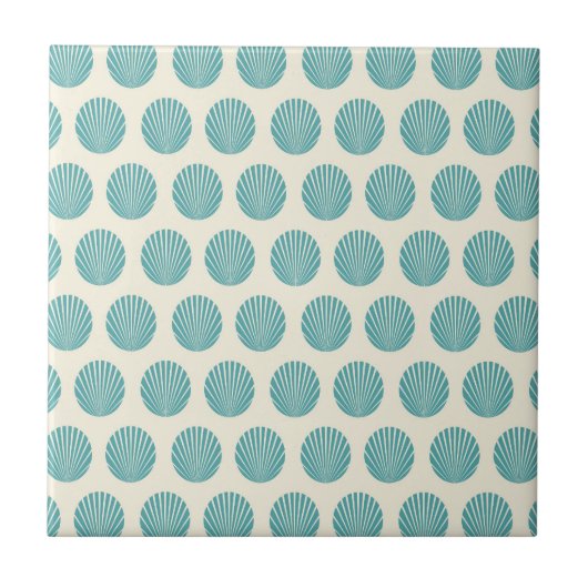 Aqua Blauwgroen Blue Shell Beach Pattern-cadeautj Tegeltje (Voorkant)