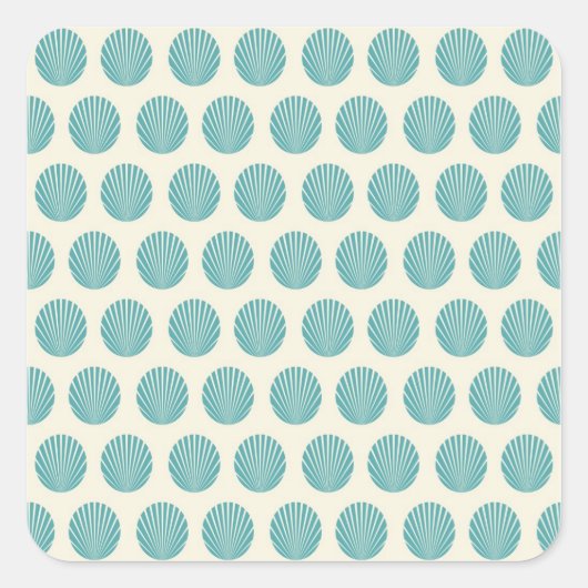  Aqua Blauwgroen Blue Shell Beach Pattern-cadeautj Vierkante Sticker (Voorkant)